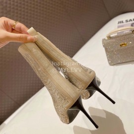 Balmain Autumn And Winter New Pointed Full Diamond Knitted Boots For Women 