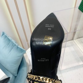 Balmain Autumn Winter New Pointed Letter Chain Long Boots For Women Black