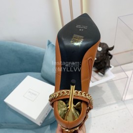 Balmain Autumn Winter New Pointed Letter Chain Long Boots For Women Brown