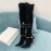 Balmain Autumn Winter New Velvet Pointed Letter Chain Long Boots For Women Black