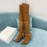 Balmain Autumn Winter New Velvet Pointed Letter Chain Long Boots For Women Brown