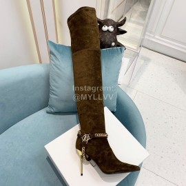 Balmain Autumn Winter New Velvet Pointed Letter Chain Long Boots For Women 