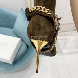 Balmain Autumn Winter New Velvet Pointed Letter Chain Long Boots For Women 