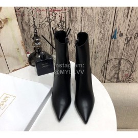 Balmain Autumn Winter Cowhide Pointed B Heel Short Boots For Women Black