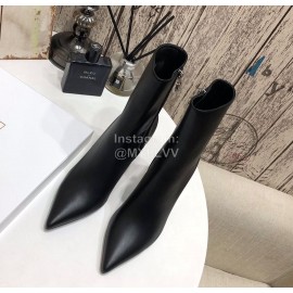 Balmain Autumn Winter Cowhide Pointed B Heel Short Boots For Women Black