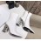 Balmain Autumn Winter Cowhide Pointed B Heel Short Boots For Women White