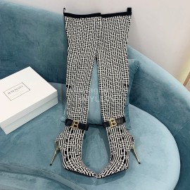 Balmain Skye Knitted High Heeled Long Boots For Women White
