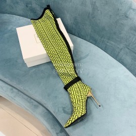 Balmain Skye Knitted High Heeled Long Boots For Women Yellow