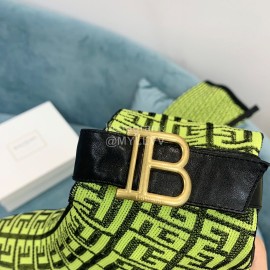 Balmain Skye Knitted High Heeled Long Boots For Women Yellow