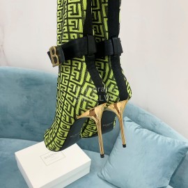 Balmain Skye Knitted High Heeled Long Boots For Women Yellow