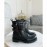 Balmain Autumn Winter New Calf Strap Martin Boots For Women Black