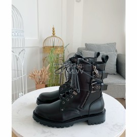 Balmain Autumn Winter New Calf Strap Martin Boots For Women Black