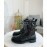 Balmain Autumn Winter New Calf Strap Martin Boots For Women Black