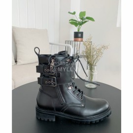 Balmain Autumn Winter New Calf Strap Martin Boots For Women Black