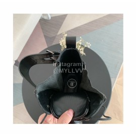 Balmain Autumn Winter New Calf Strap Martin Boots For Women Black