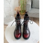 Balmain Autumn Winter New Calf Strap Martin Boots For Women Red