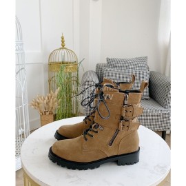 Balmain Autumn Winter New Calf Strap Martin Boots For Women Brown