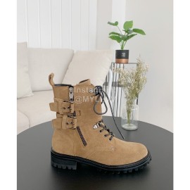 Balmain Autumn Winter New Calf Strap Martin Boots For Women Brown