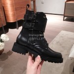 Balmain Autumn Winter Cool Calf Strap Martin Boots For Women Black