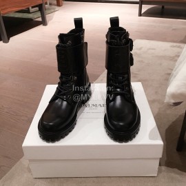 Balmain Autumn Winter Cool Calf Strap Martin Boots For Women Black