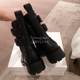 Balmain Autumn Winter Cool Calf Strap Martin Boots For Women Black