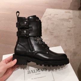 Balmain Autumn Winter Cool Calf Strap Martin Boots For Women Black