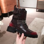 Balmain Autumn Winter Cool Calf Strap Martin Boots For Women Red