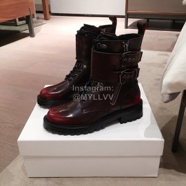 Balmain Autumn Winter Cool Calf Strap Martin Boots For Women Red