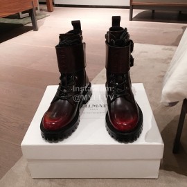 Balmain Autumn Winter Cool Calf Strap Martin Boots For Women Red