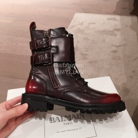 Balmain Autumn Winter Cool Calf Strap Martin Boots For Women Red