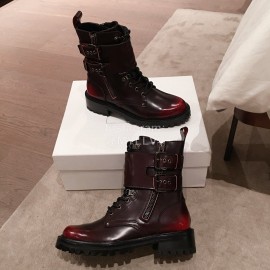 Balmain Autumn Winter Cool Calf Strap Martin Boots For Women Red