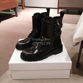 Balmain Autumn Winter Cool Black Calf Strap Martin Boots For Women
