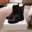 Balmain Autumn Winter Cool Black Calf Strap Martin Boots For Women