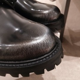 Balmain Autumn Winter Cool Black Calf Strap Martin Boots For Women