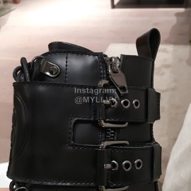 Balmain Autumn Winter Cool Black Calf Strap Martin Boots For Women