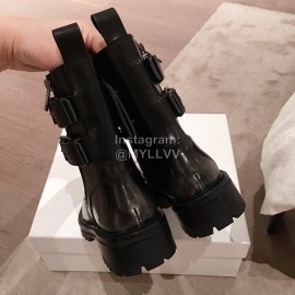 Balmain Autumn Winter Cool Black Calf Strap Martin Boots For Women