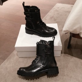 Balmain Autumn Winter Cool Black Calf Strap Martin Boots For Women