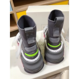 Balmain Fashion Thick Soled High Top Socks Boots For Women Gray