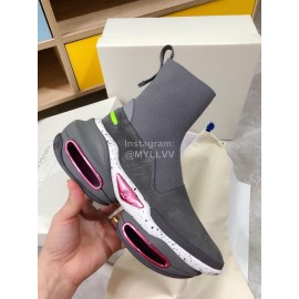 Balmain Fashion Thick Soled High Top Socks Boots For Women Gray