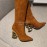 Balmain Fashion Sheepskin Knee High Elastic Heels For Women Brown