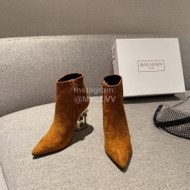 Balmain Fashion Sheepskin High Heel Boots For Women Brown