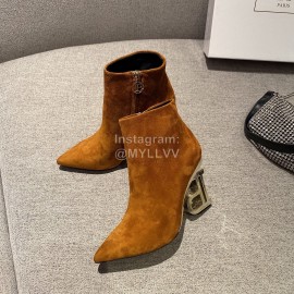 Balmain Fashion Sheepskin High Heel Boots For Women Brown