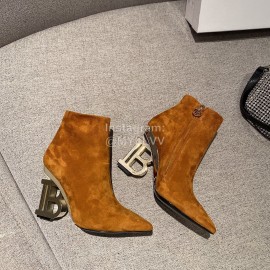 Balmain Fashion Sheepskin High Heel Boots For Women Brown
