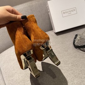 Balmain Fashion Sheepskin High Heel Boots For Women Brown