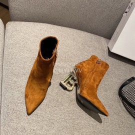 Balmain Fashion Sheepskin High Heel Boots For Women Brown