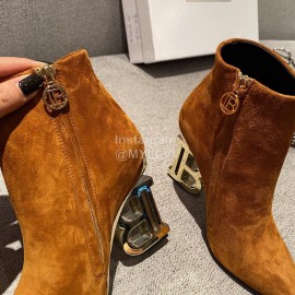 Balmain Fashion Sheepskin High Heel Boots For Women Brown