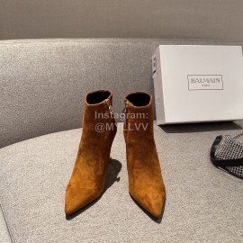 Balmain Fashion Sheepskin High Heel Boots For Women Brown