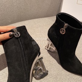 Balmain Fashion Black Sheepskin High Heel Boots For Women 