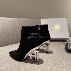 Balmain Fashion Black Sheepskin High Heel Boots For Women 