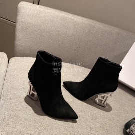 Balmain Fashion Black Sheepskin High Heel Boots For Women 